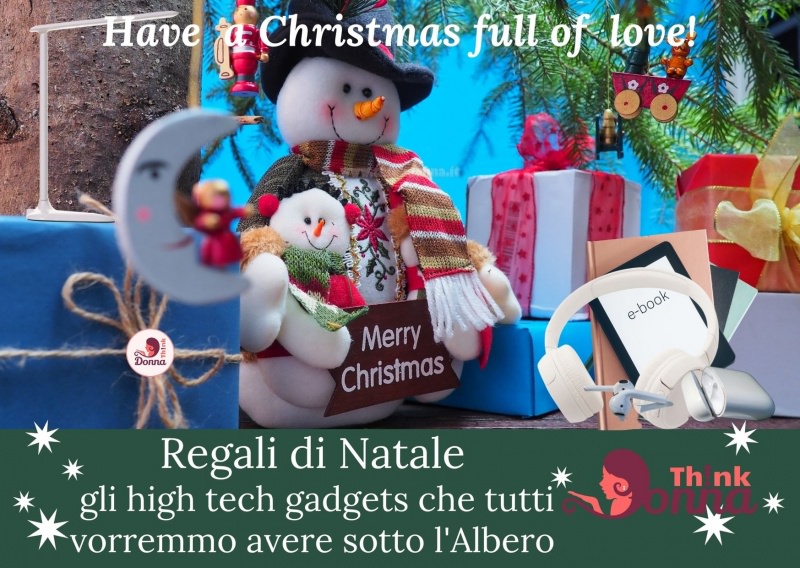 regali natela high tech pupazzo di neve albero have a Christmas full of love cuffie wireless e-reader