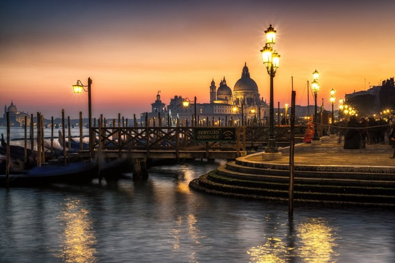 tramonto venezia san marco mare gondole