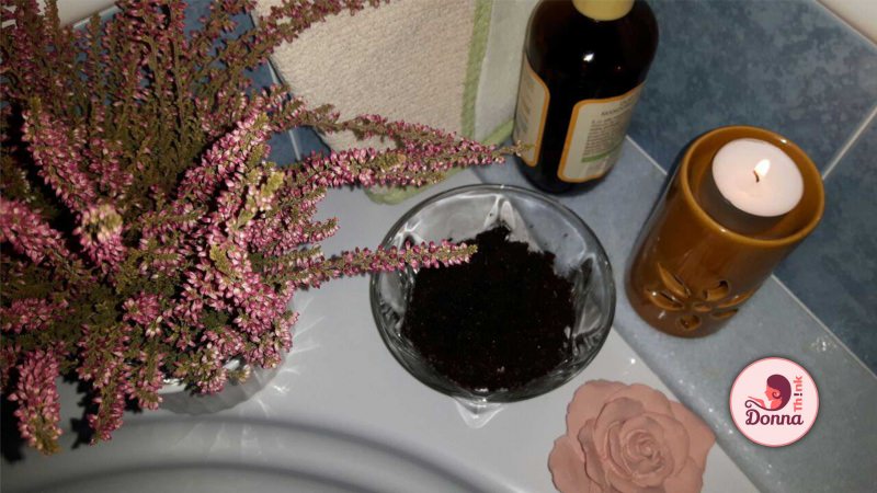 scrub caffè olio fiori erica rosa 