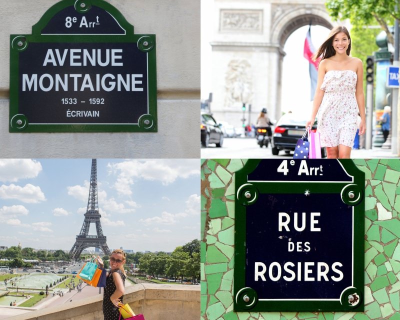 vie dello shopping Parigi avenue montaigne rue des rosiers