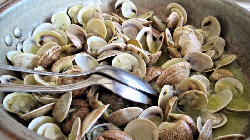 vongole sugo condimento pentola cucchiai