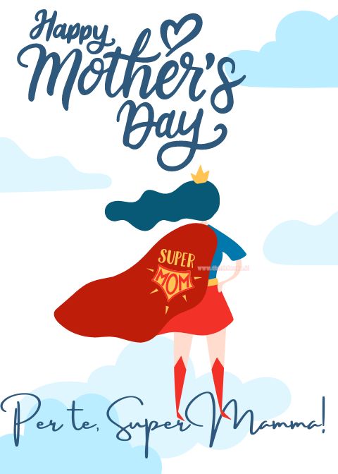 biglietto auguri festa della mamma happy mother day wonder mom