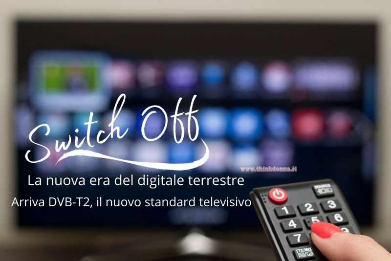 switch off digitale terrestre DVB T2 Smart tv and hand pressing remote control 