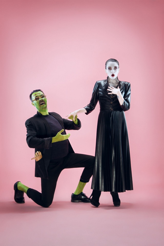trucco make up Halloween costumi Frankenstein moglie vampiro abito lungo nero 